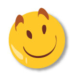 Pieštas besišypsantis geltonas jaustukas.